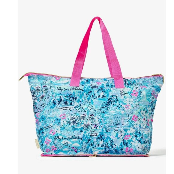 NWT Lilly Pulitzer Getaway Packable Tote, Blue Peri, Lilly Loves North Carolina - Picture 4 of 4